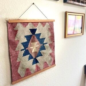 Antique Rose Kilim Textile Wall Hanging